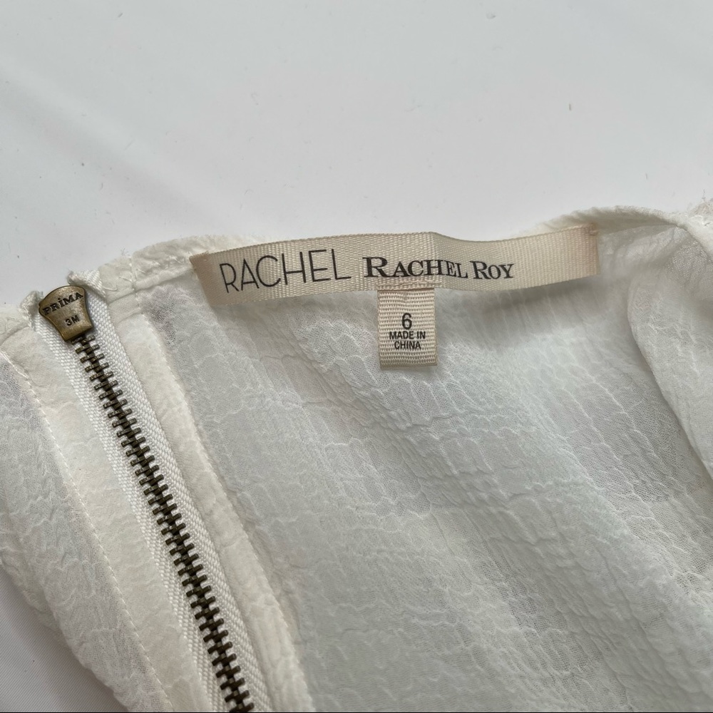 Rachel Roy Dress White Sheer Zipper Rosette, Size 6 - Picture 11 of 14